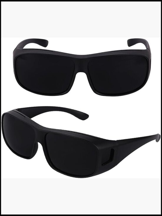 Fit Over Wraparound Sunglasses with Spring Hinge UV Protection, 2 Pack